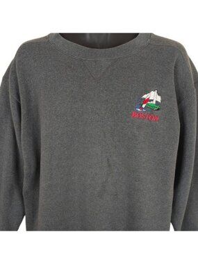 Vintage Boston Sweatshirt Mens Size XL Gray 90s Sailing Lighthouse Made In USA